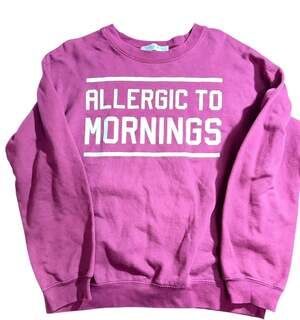 Wound Up Women’s Maroon “Allergic to Mornings” Graphic Sweatshirt - Size Large